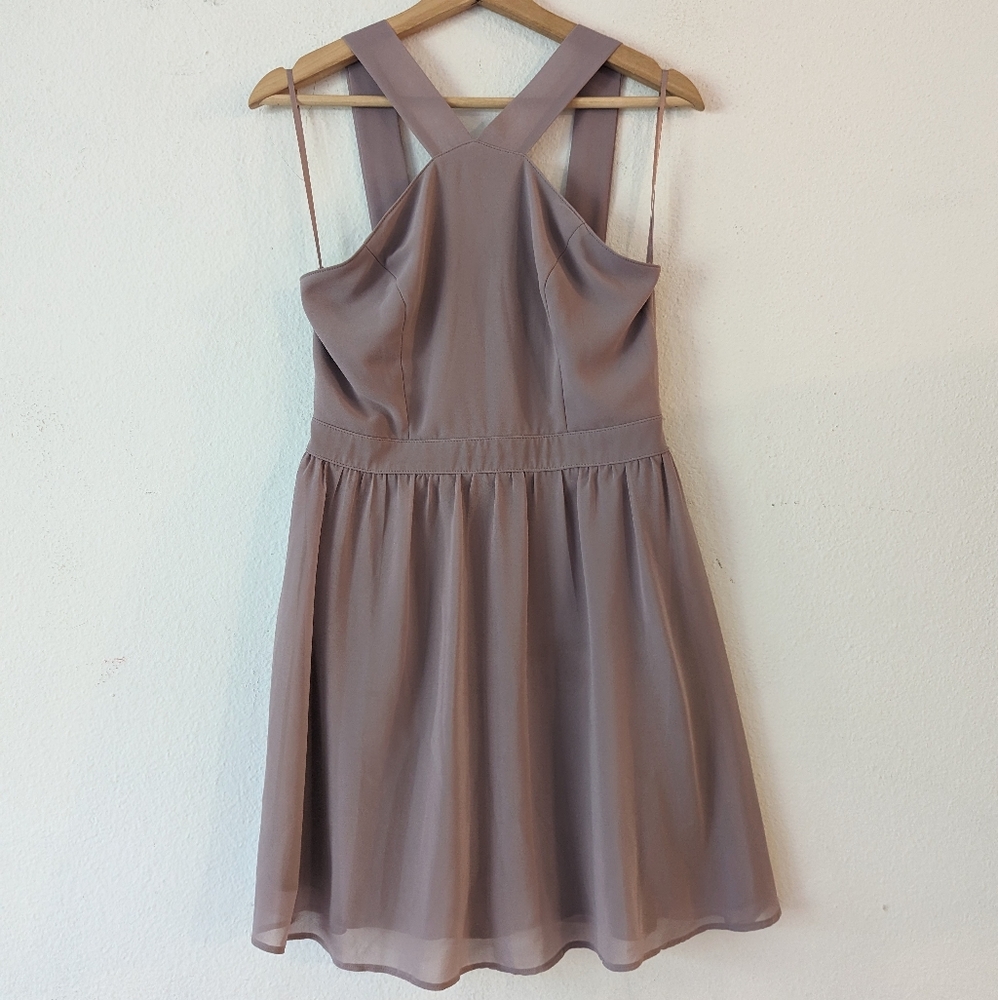 Lulus Forevermore Taupe Skater Dress View 2